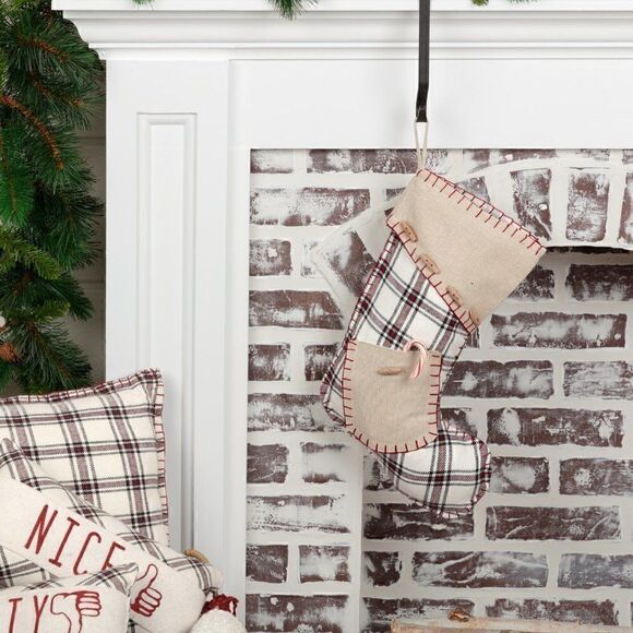 NEW! Whimsical Plaid Christmas Stocking - Picture 1 of 4